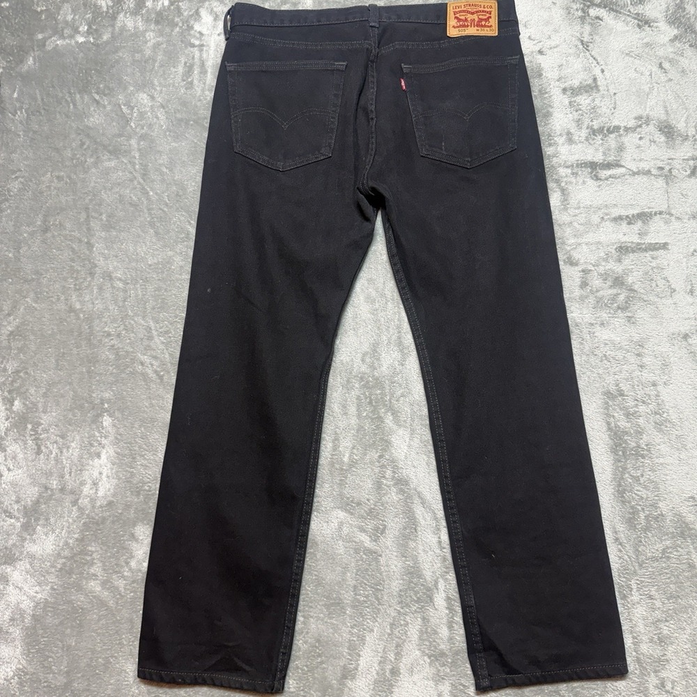 Levi's 505 Jeans Men's 36x30 Black Regular Fit Straight Leg Denim Classic Zip